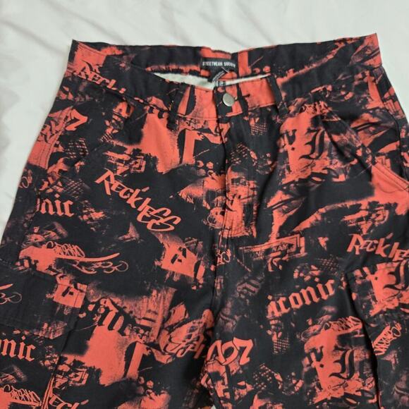 Streetwear Society Joggers Womens L Cargo Pants Love Graphic Graffiti Y2K Skater - Picture 4 of 12